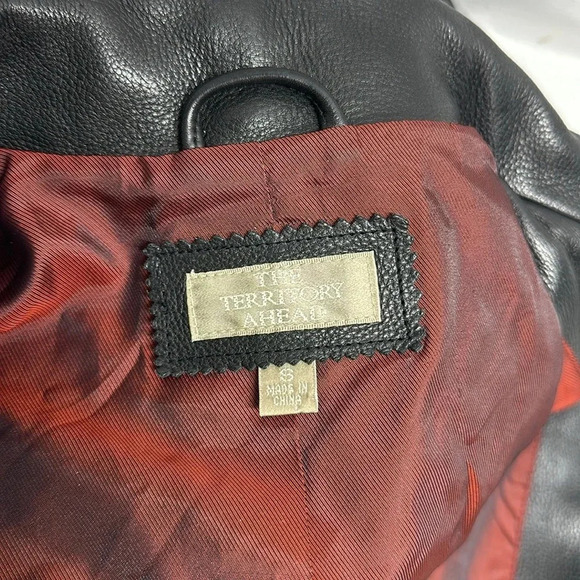 The Territory Ahead 100% Leather Jacket Coat Collared Button Down Black Small - Picture 9 of 12
